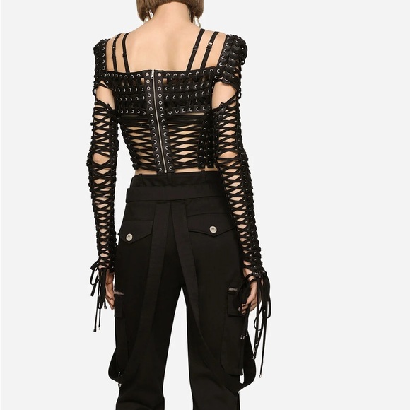 Dolce & Gabbana Black Lace-Up Blouse - Picture 3 of 4